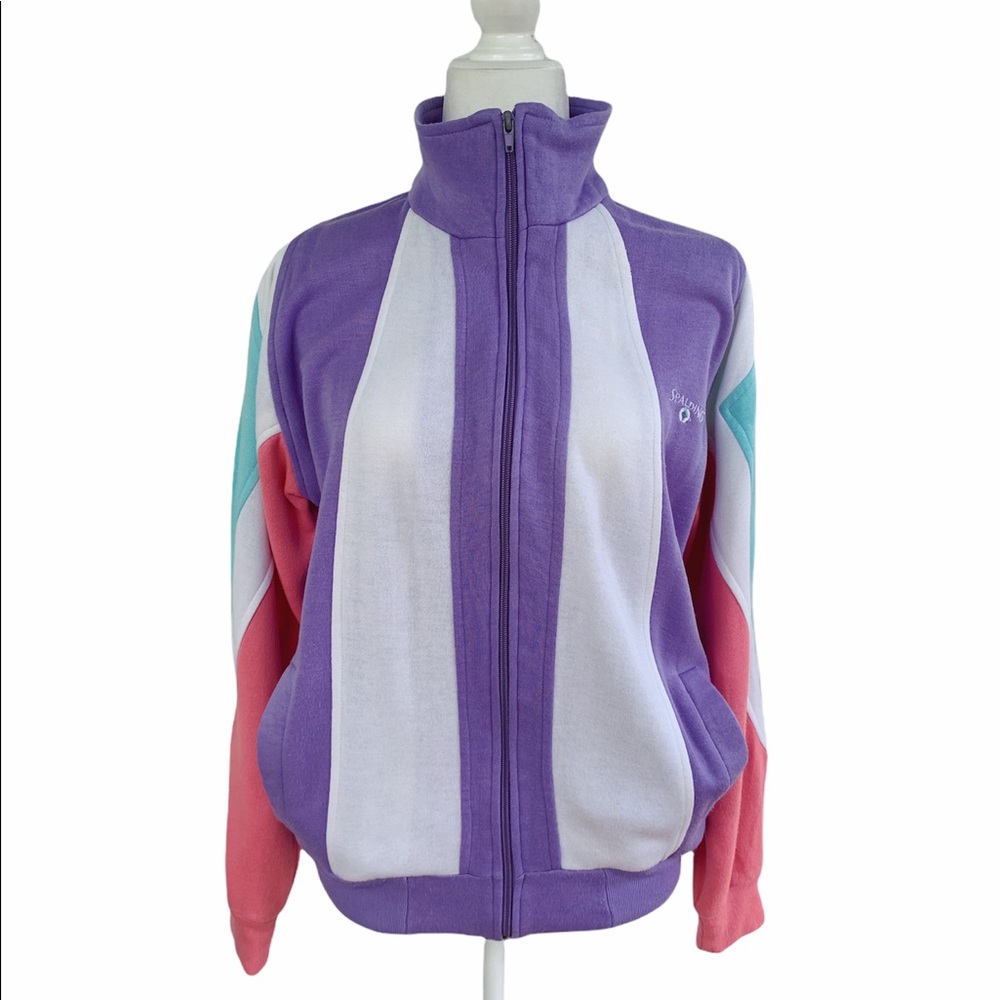 Vintage Spalding Athletic Purple Pink Track Jacket